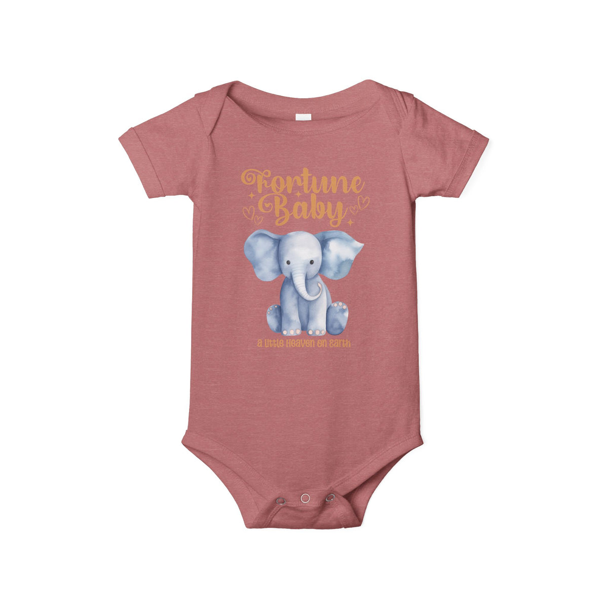 Fortune Baby Elephant Infant Onesie — Cute Blue Elephant Baby Bodysuit