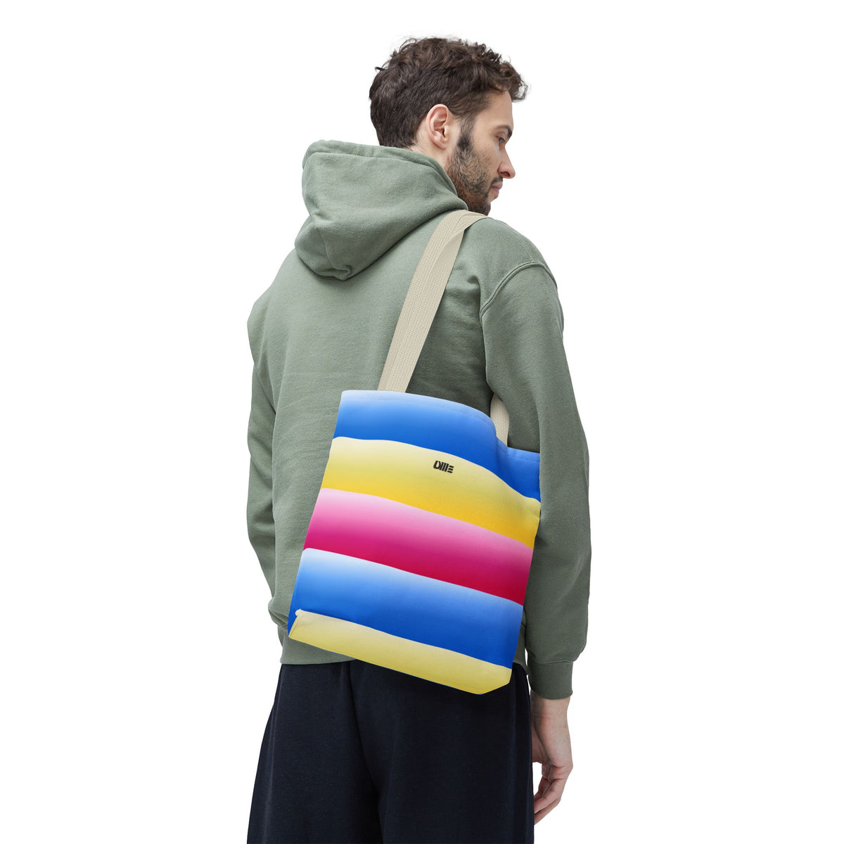 Colorful Pride Stripes Tote Bag – Pastel Blue, Yellow & Pink AOP