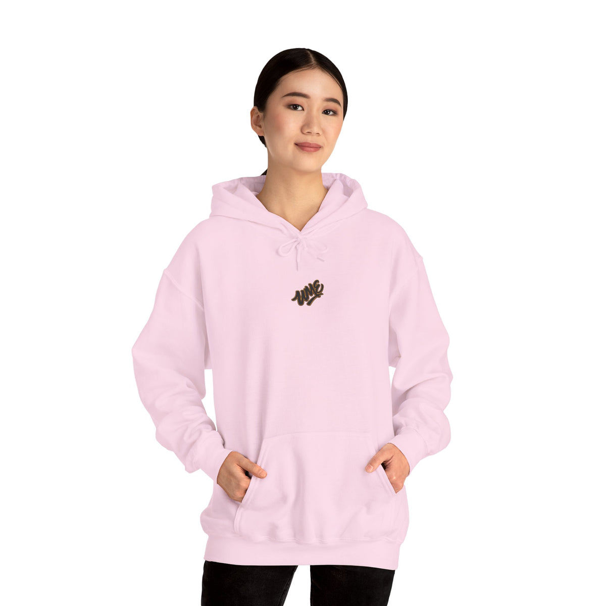 Hoodie — White UME Black Logo All-Over Print