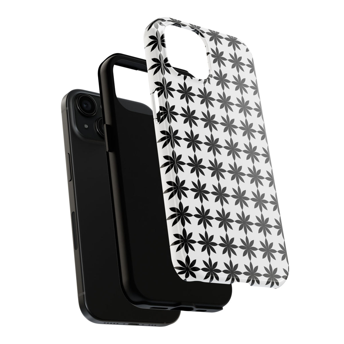 Tough Phone Case — Black & White Geometric Star Pattern