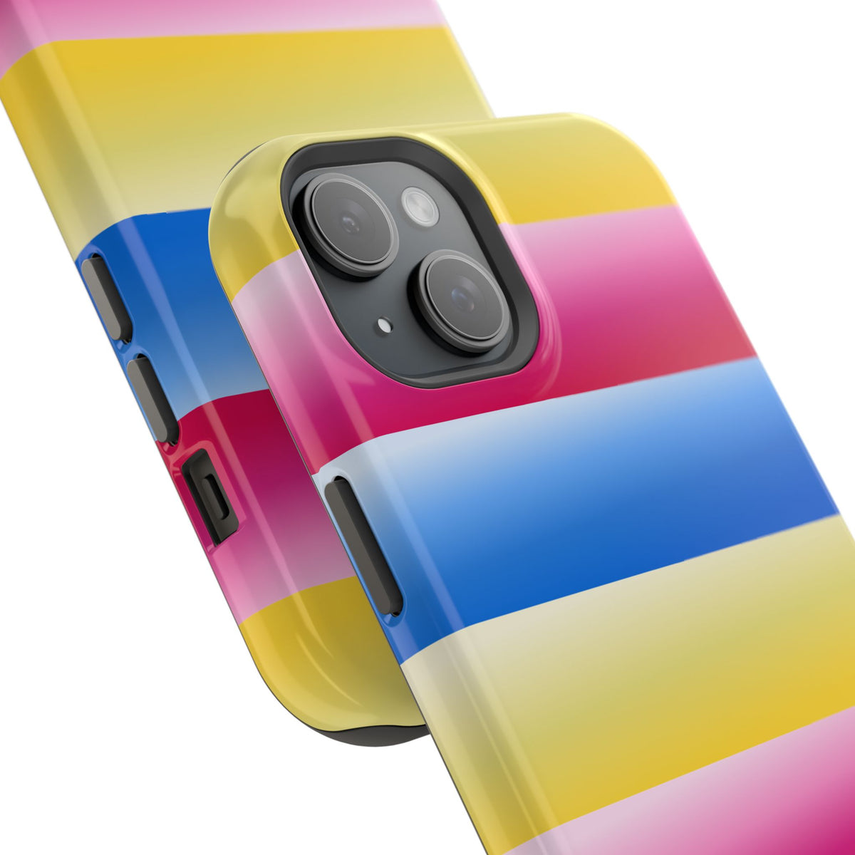 Striped Magnetic Impact-Resistant Phone Case — Colorful Pink Blue Yellow Protection
