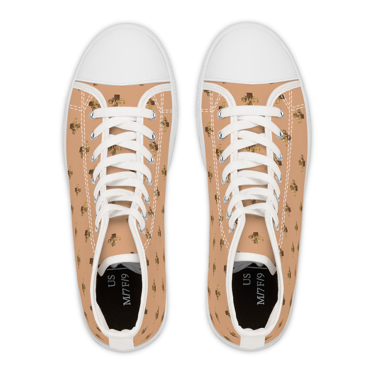 Women’s High-Top Sneakers — Light Peach All-Over Print