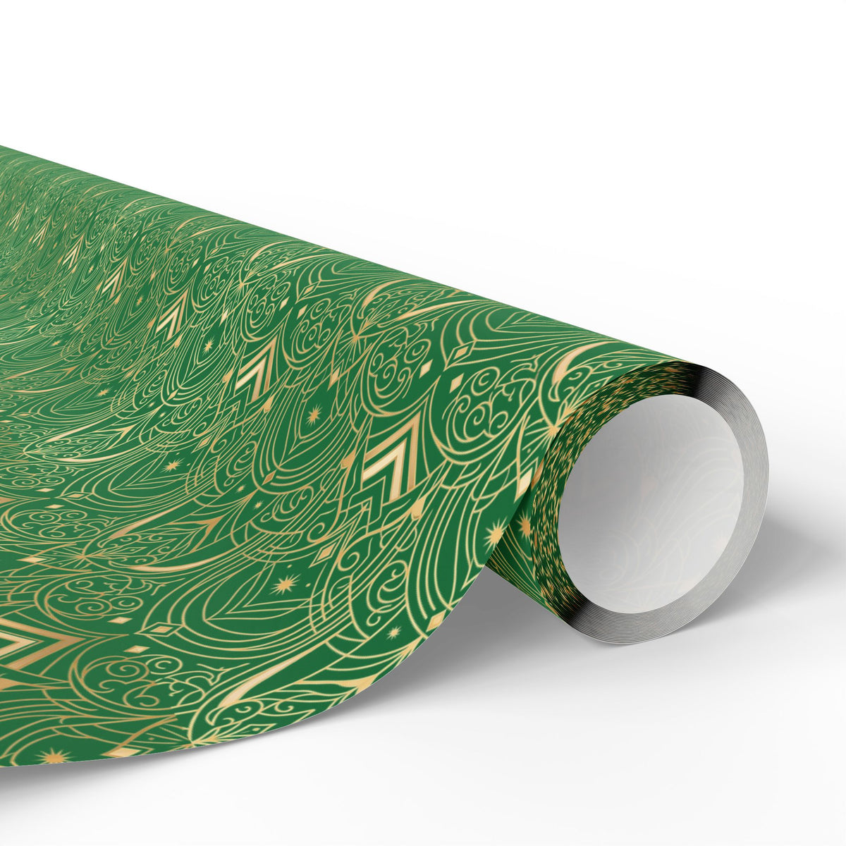 Festive Green & Gold Wrapping Paper Roll — Elegant Holiday Gift Wrap