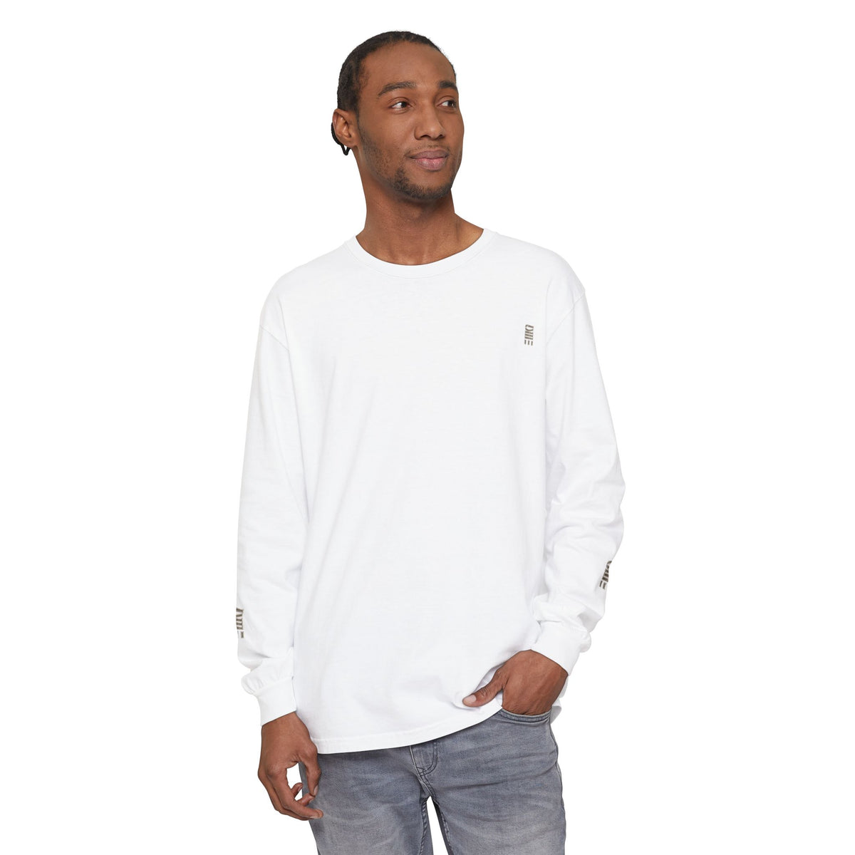 Garment-Dyed Long-Sleeve T-Shirt — Multi-Color Minimal Graphic