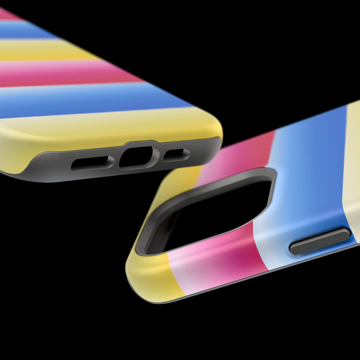 Striped Magnetic Impact-Resistant Phone Case — Colorful Pink Blue Yellow Protection