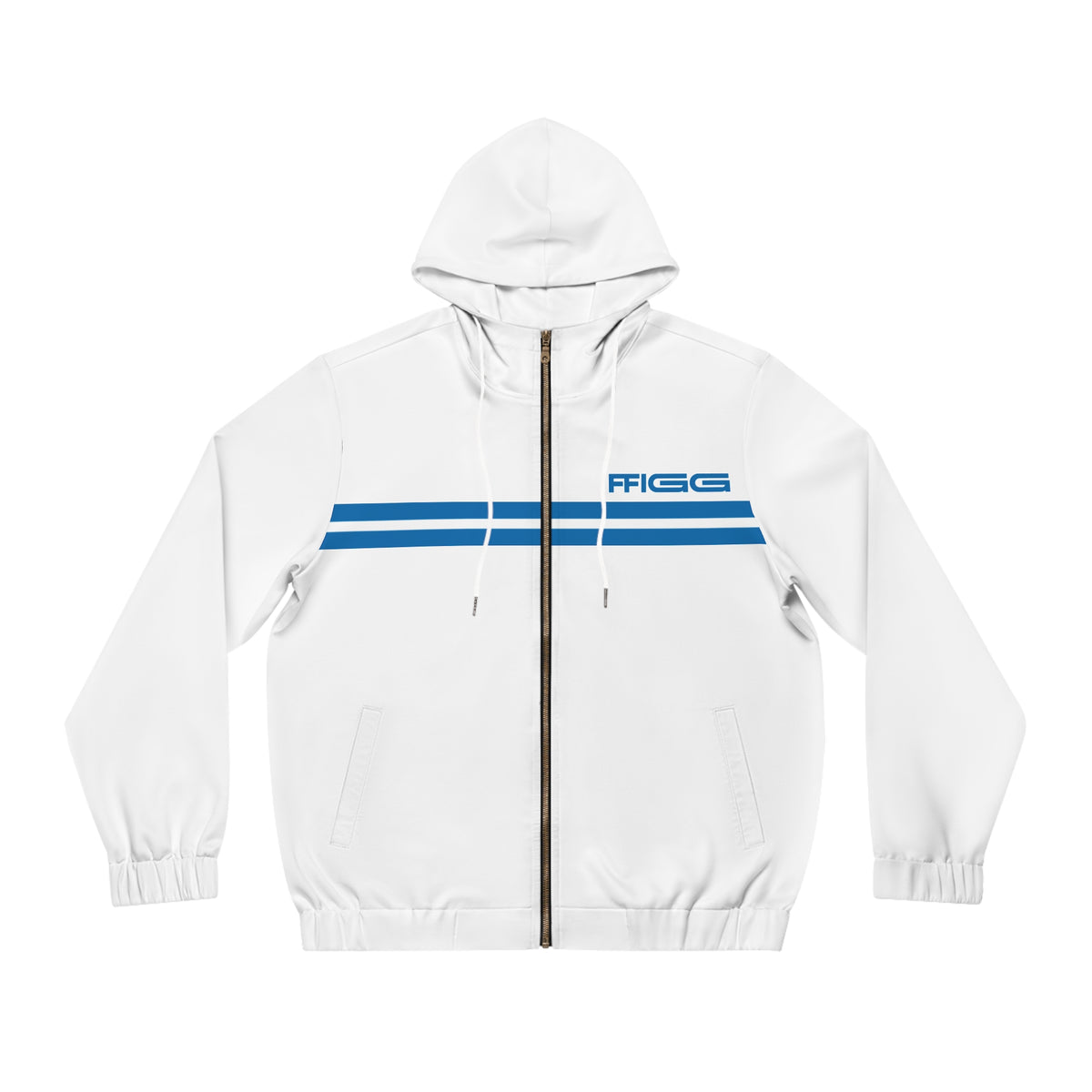 Men’s FFiGG Full-Zip Hoodie — White Racing Stripe All-Over Print