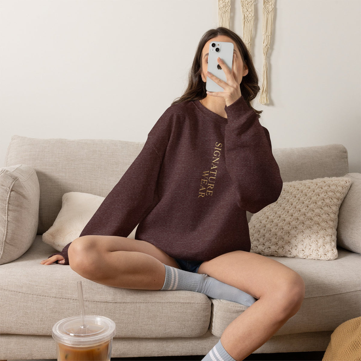 Signature Wear Minimalist Crewneck Sweatshirt — Black, Sand & More