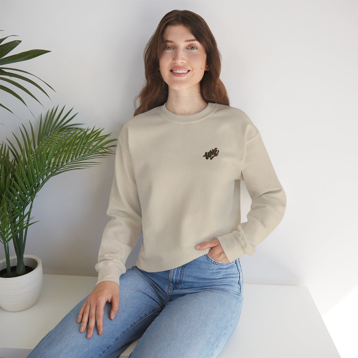 Crewneck Sweatshirt — UME Black Logo All-Over Print