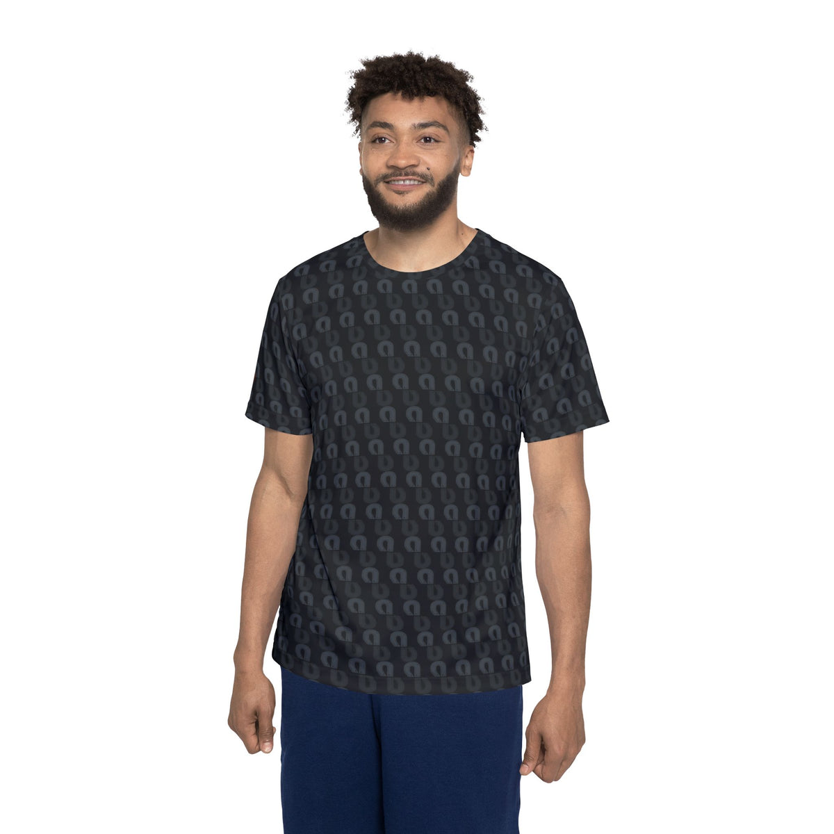 Men’s Sports Jersey — Black Horseshoe Pattern All-Over Print