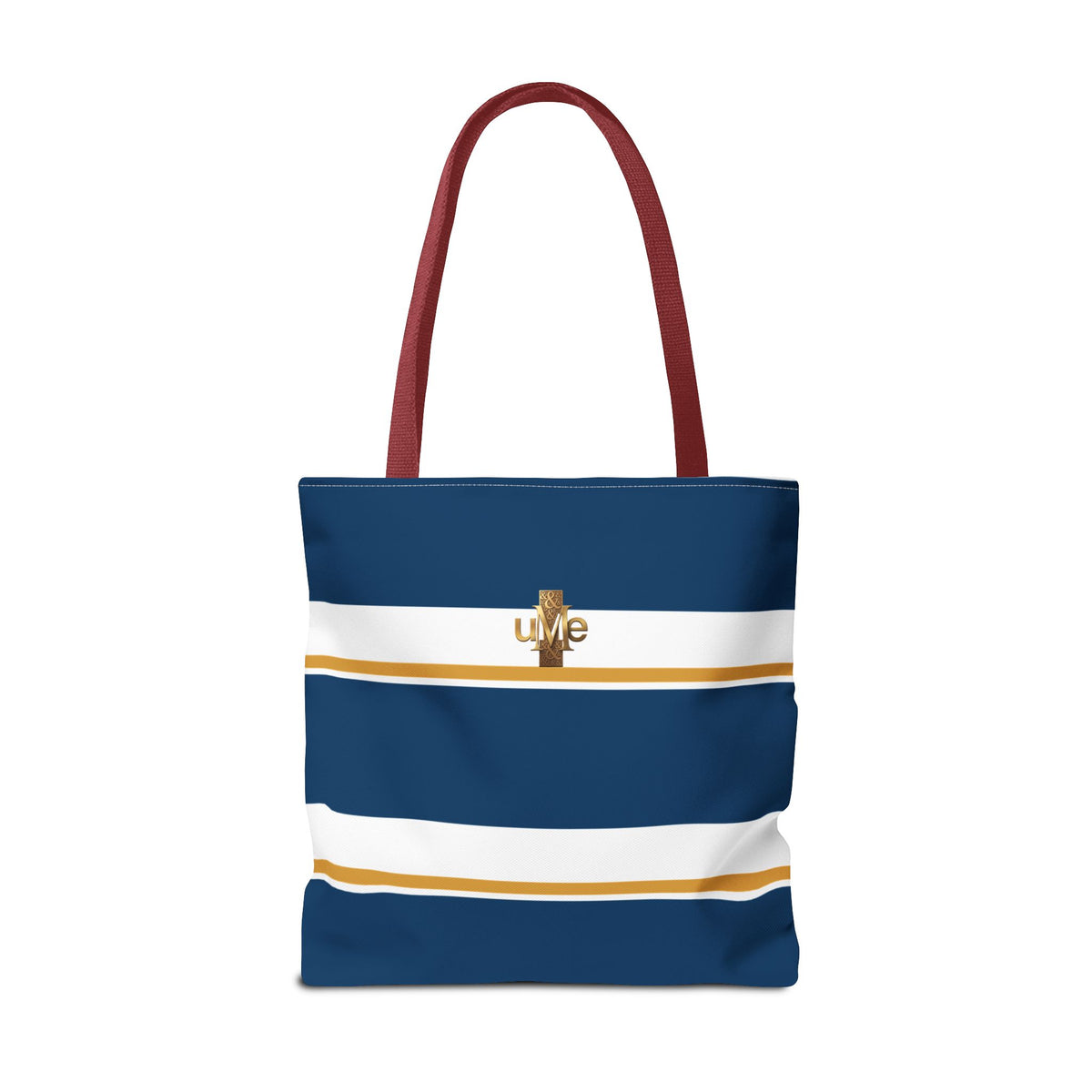 LIVE Cross Tote Bag — Navy & White Stripes with Gold Motif