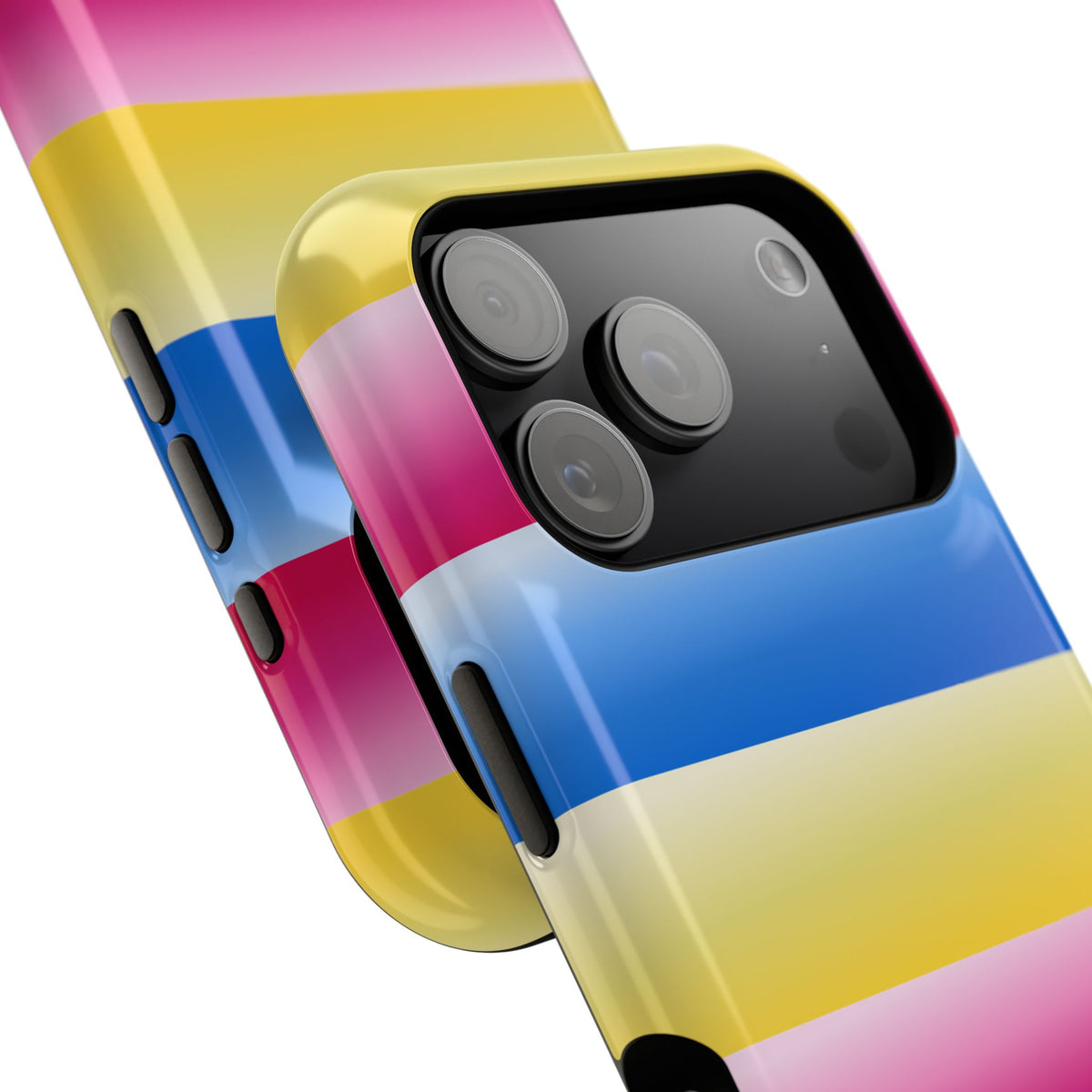 Striped Magnetic Impact-Resistant Phone Case — Colorful Pink Blue Yellow Protection