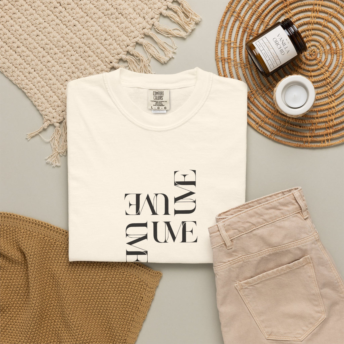 UME Typography Garment-Dyed T-Shirt — White, Ivory & More Colors