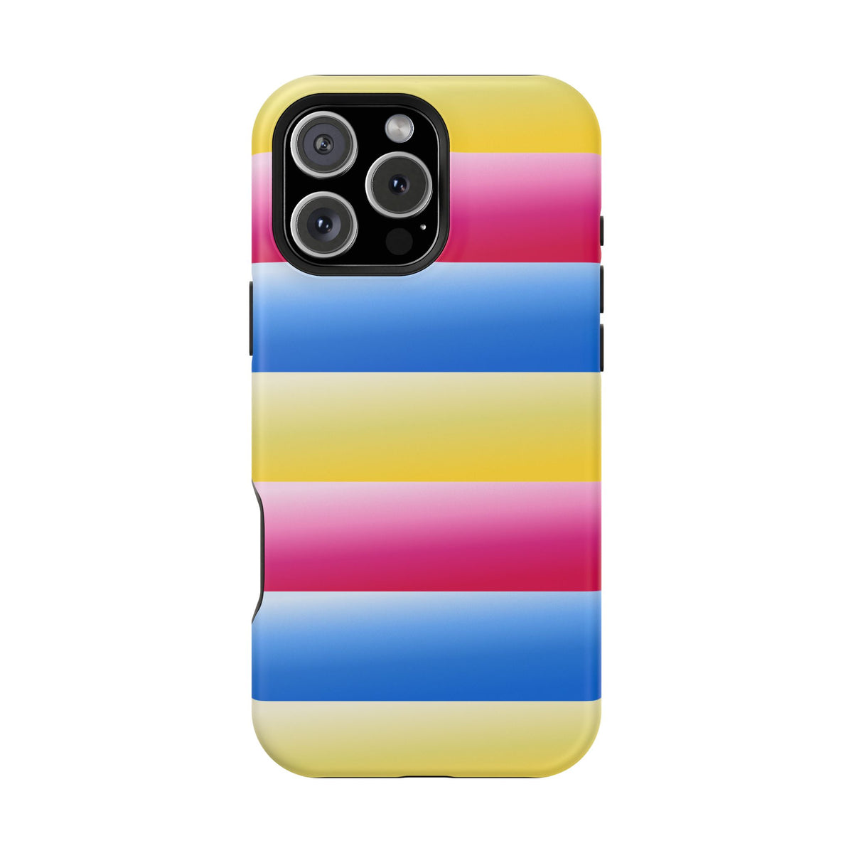 Striped Magnetic Impact-Resistant Phone Case — Colorful Pink Blue Yellow Protection