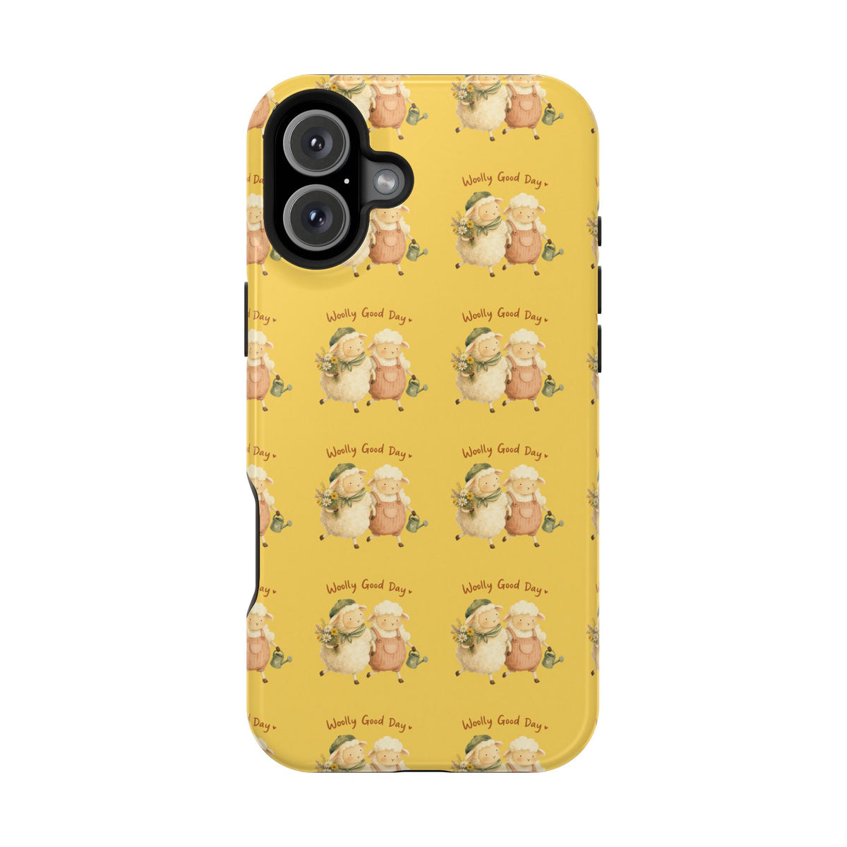 "Woolly Good Day" Phone Case — Yellow Sheep Pattern Magnetic Impact-Resistant Cover