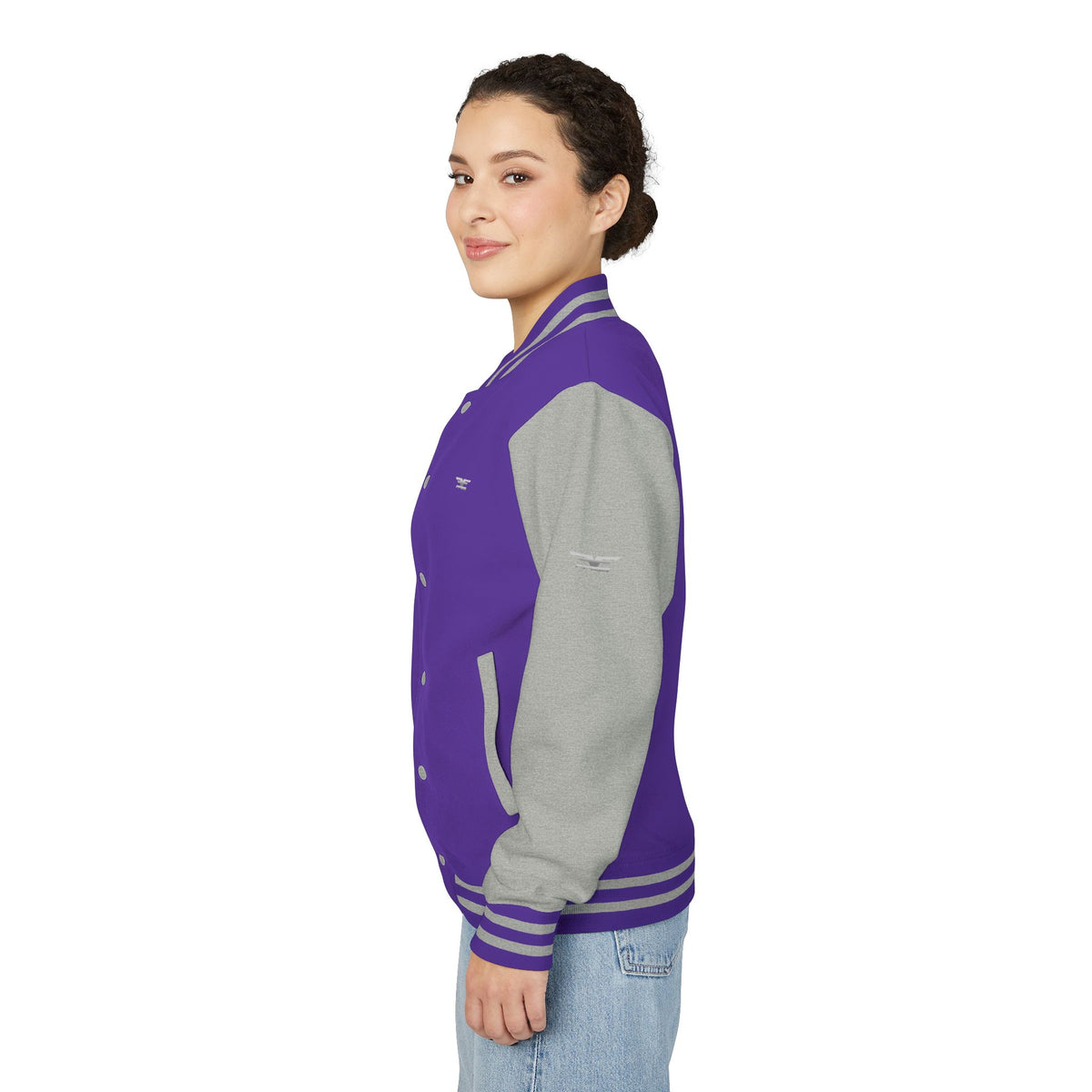 Black and White Varsity Jacket with Winged Logo