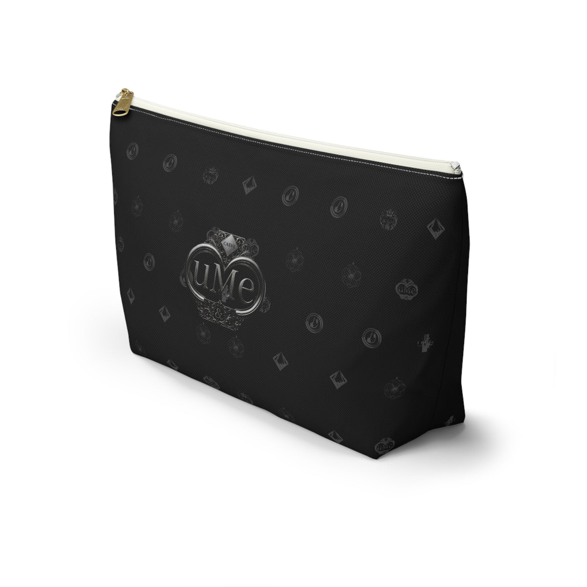 Black Luxe Logo Accessory Pouch — UME T-Bottom Cosmetic Bag