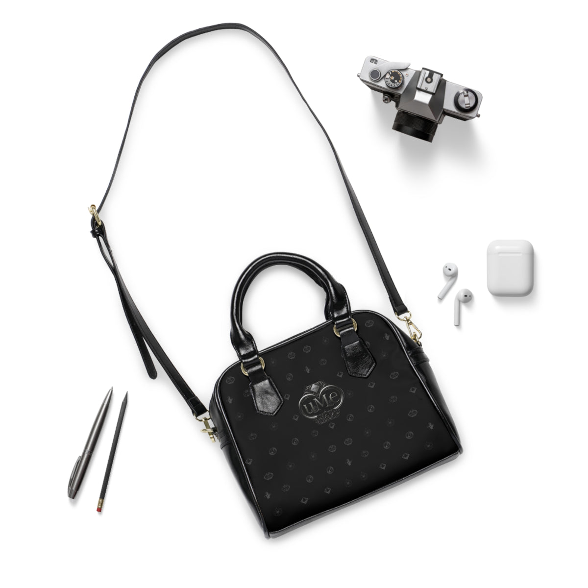 Black UME Monogram Shoulder Handbag — Chic Everyday Tote