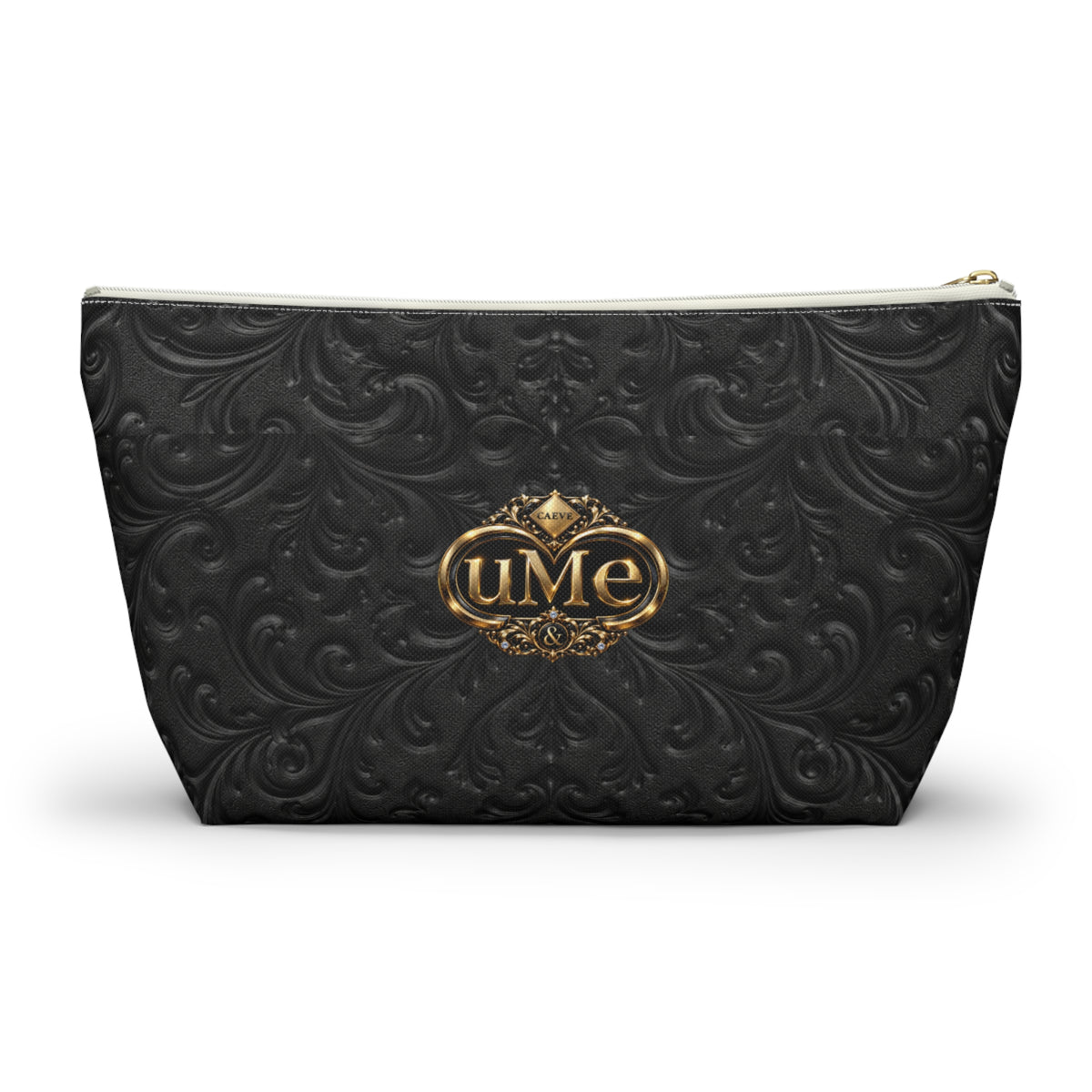 Black UME Gold Crest Accessory Pouch — All-Over Print