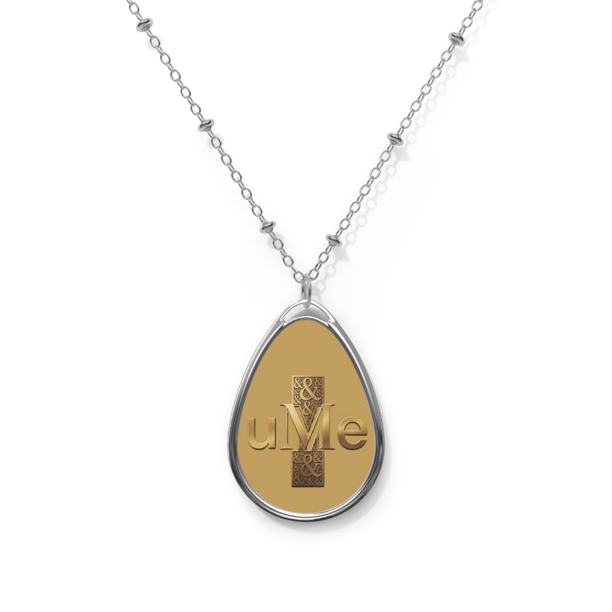 Engraved Oval Pendant Necklace — Personalized Gold & Silver Tear-Drop Locket