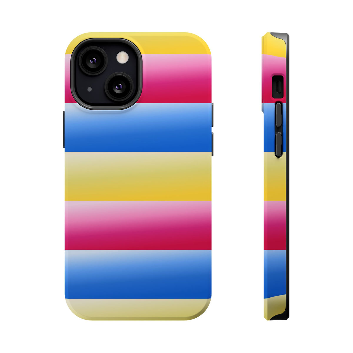 Striped Magnetic Impact-Resistant Phone Case — Colorful Pink Blue Yellow Protection