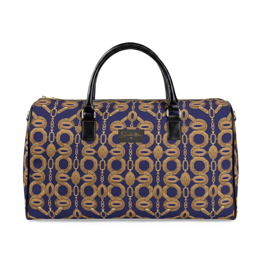 Chain Link Duffle Bag – Navy | Faux Leather Travel Bag