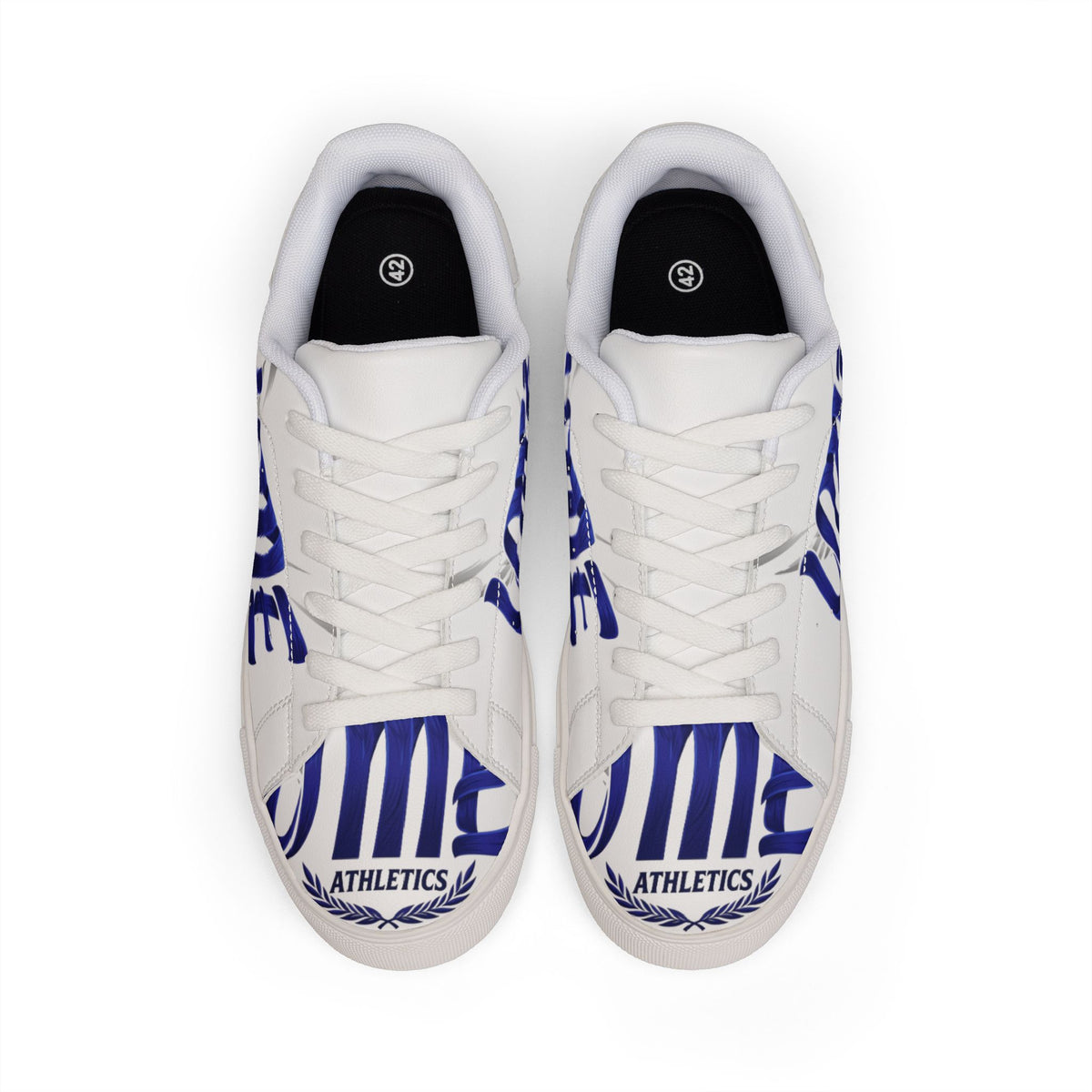 Copy of Leather Low-Top Sneakers — Grey & Blue Athletic Graphic