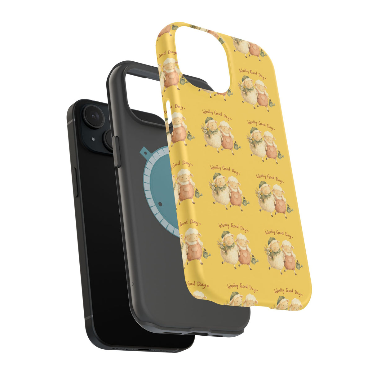 "Woolly Good Day" Phone Case — Yellow Sheep Pattern Magnetic Impact-Resistant Cover