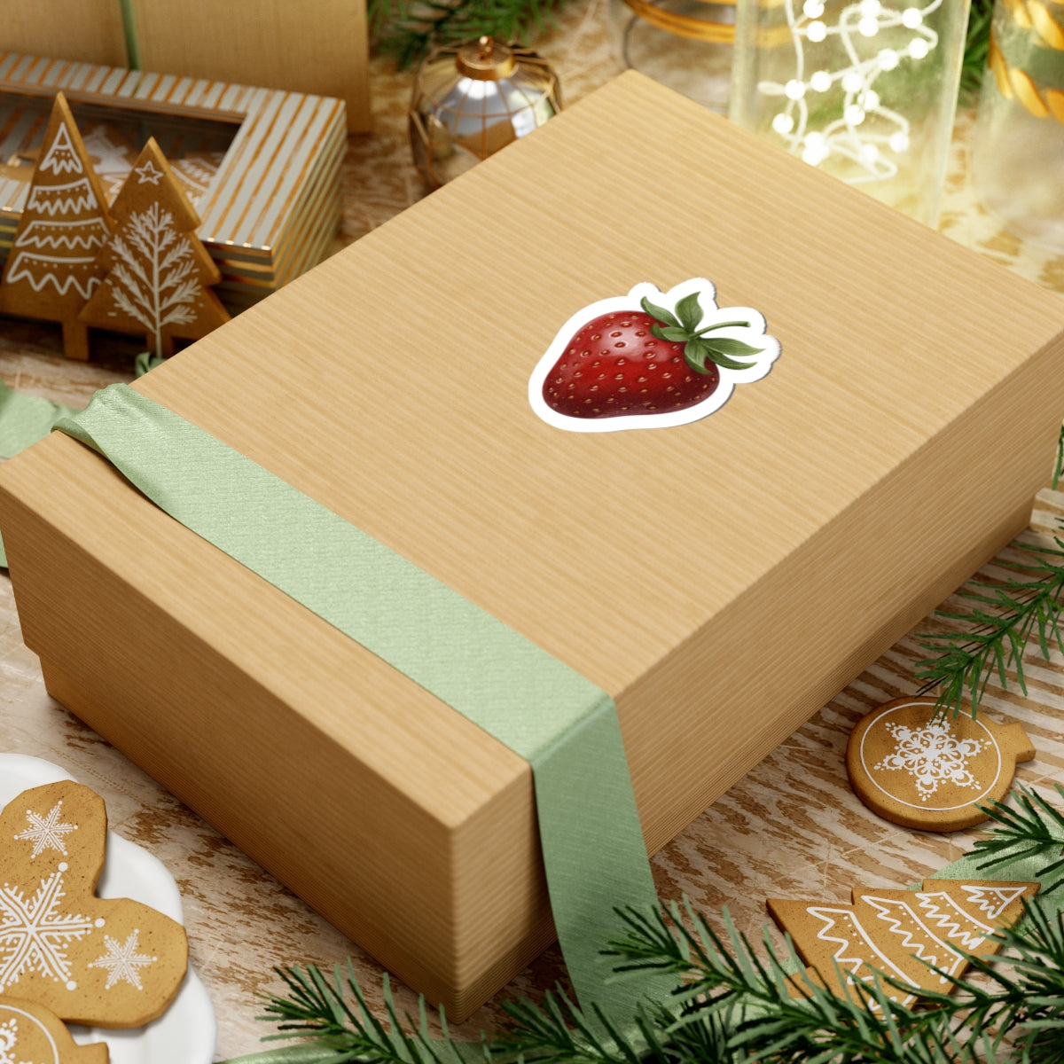 Strawberry Kiss-Cut Sticker — Hyper-Realistic Fruit Vinyl Decal