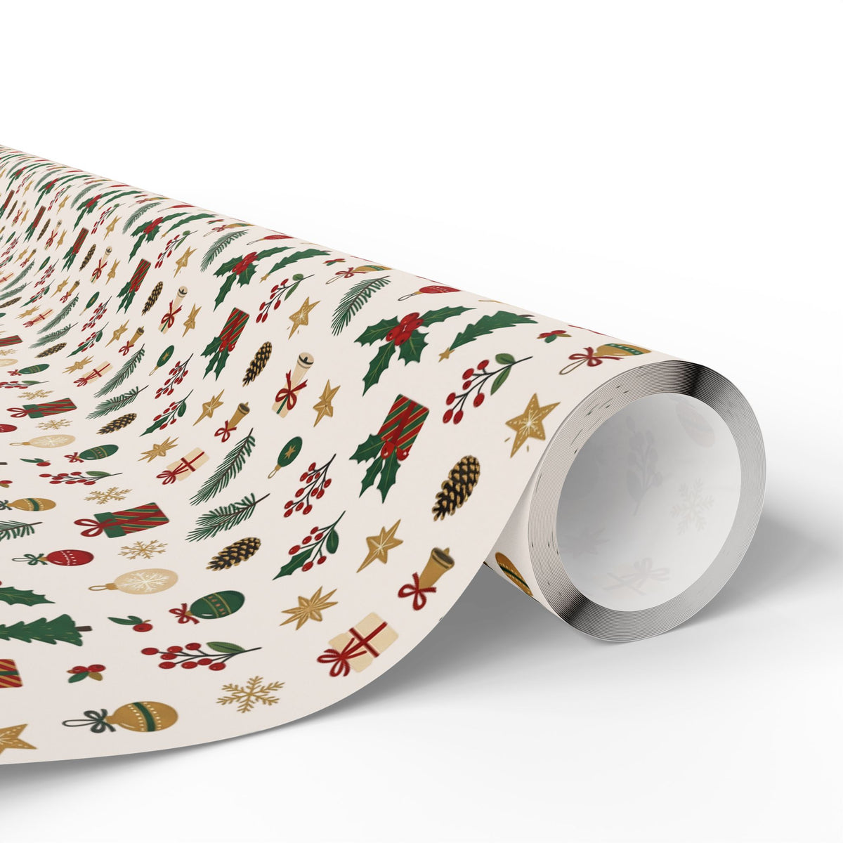 Christmas Pattern Wrapping Paper — Cream Mini Holiday Icons Gift Wrap