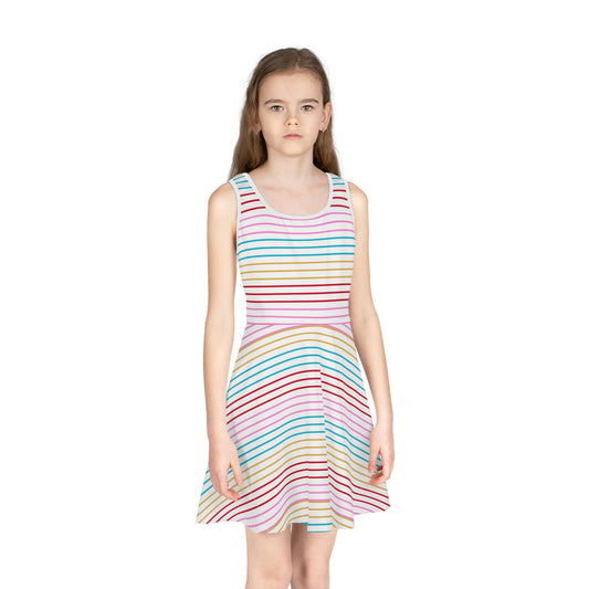 Girls' Rainbow Stripe Sundress — Bright Twirl Dress for Toddlers & Kids