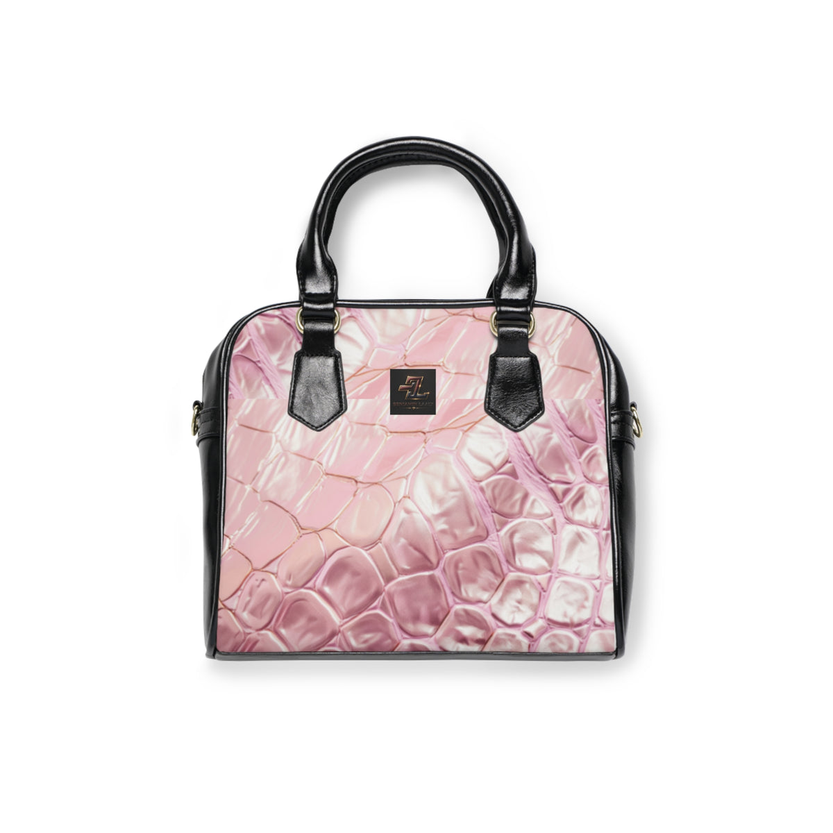Pink Pearl Croc Shoulder Handbag – Shiny Textured Tote for Women