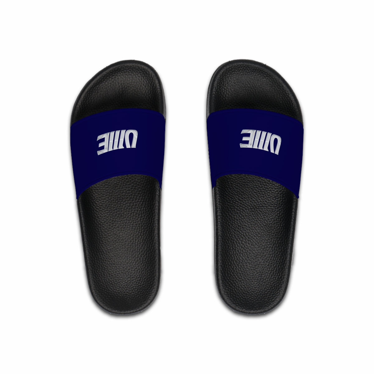 Men's Navy Slide Sandals with Bold 'UllE' Logo — Casual Pool & Beach Slides