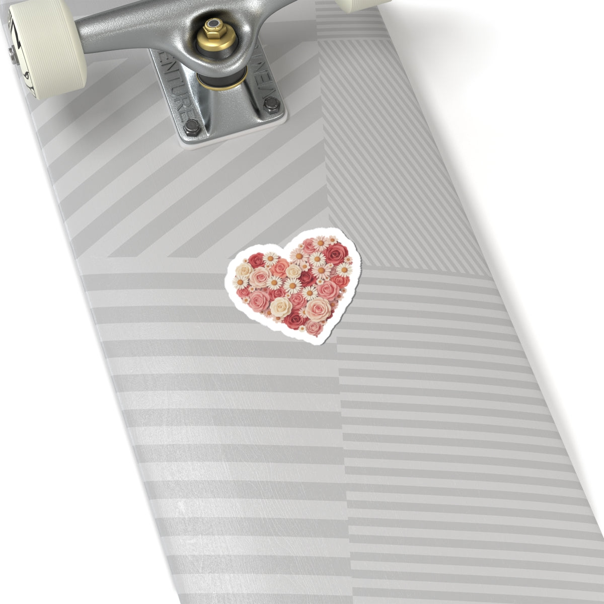 Floral Heart Kiss-Cut Sticker — Rose & Daisy Bouquet Decal