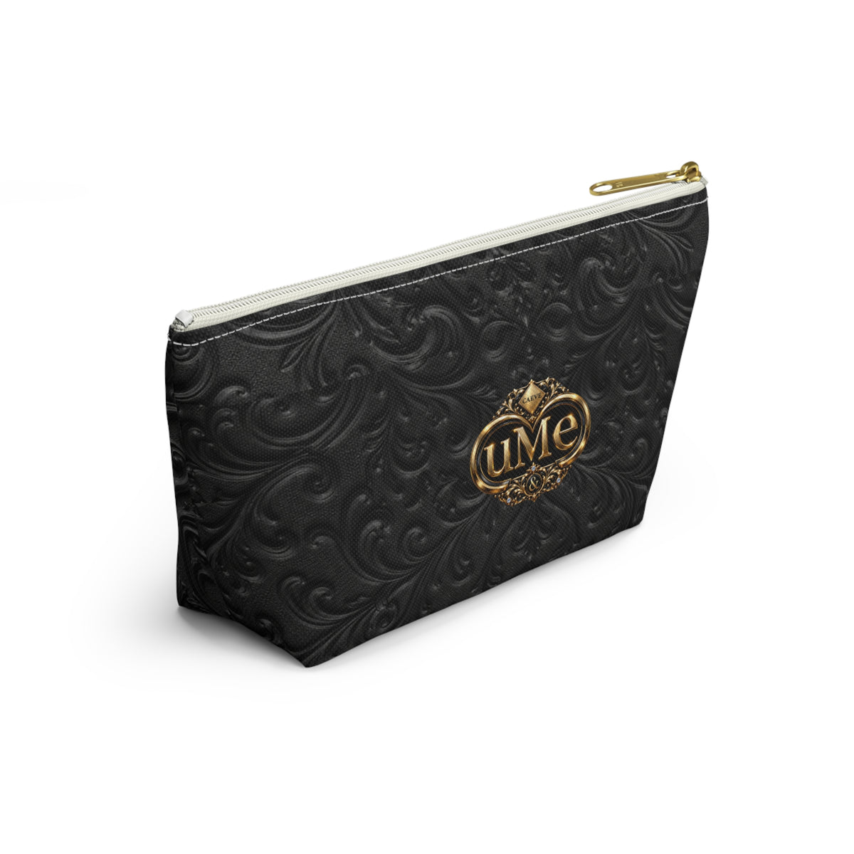 Black UME Gold Crest Accessory Pouch — All-Over Print