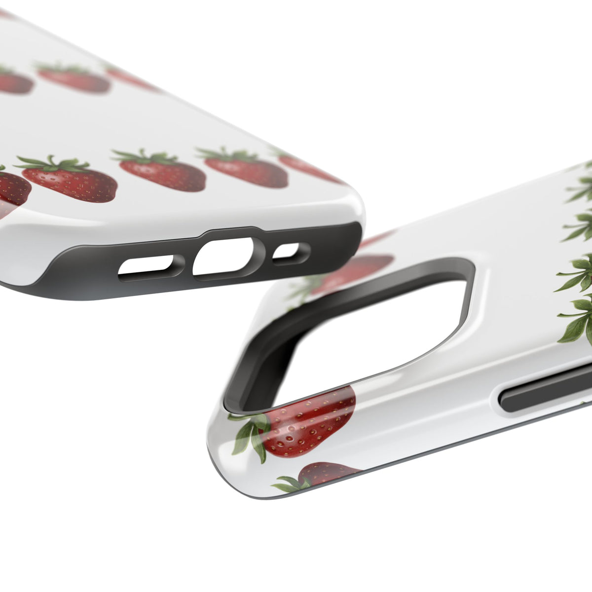 Strawberry Row Phone Case — White MagSafe Magnetic Impact-Resistant Cover
