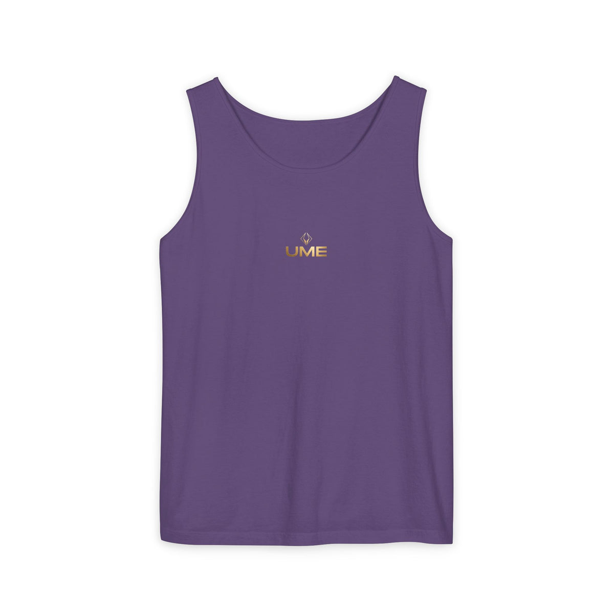 UME Gold Vertical Logo Tank Top – Garment-Dyed Unisex Muscle Tee