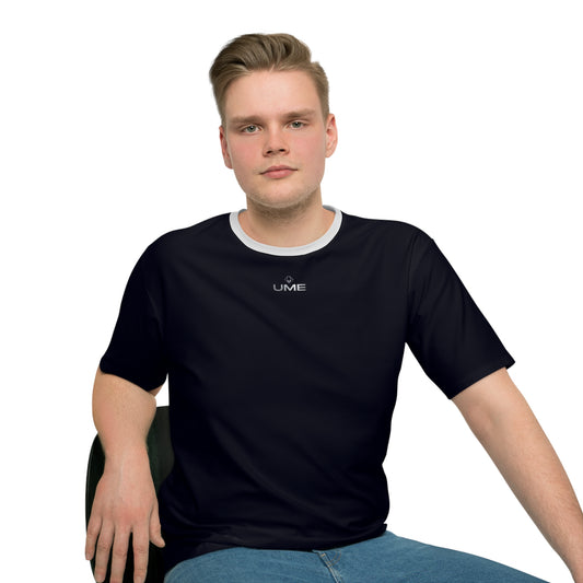 Minimalist 'LIME' Logo Men's Loose T‑Shirt — Black All‑Over Print