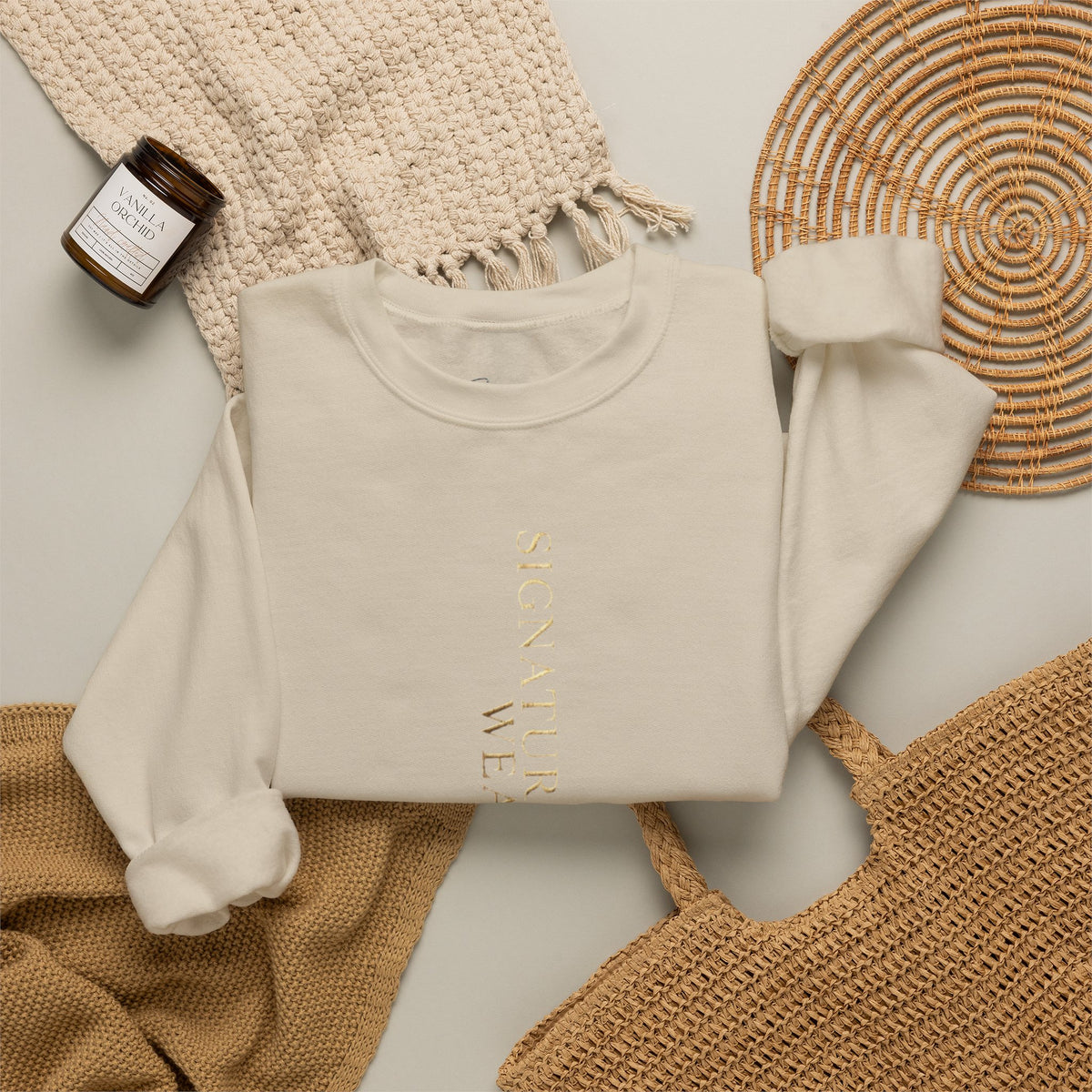 Signature Wear Minimalist Crewneck Sweatshirt — Black, Sand & More
