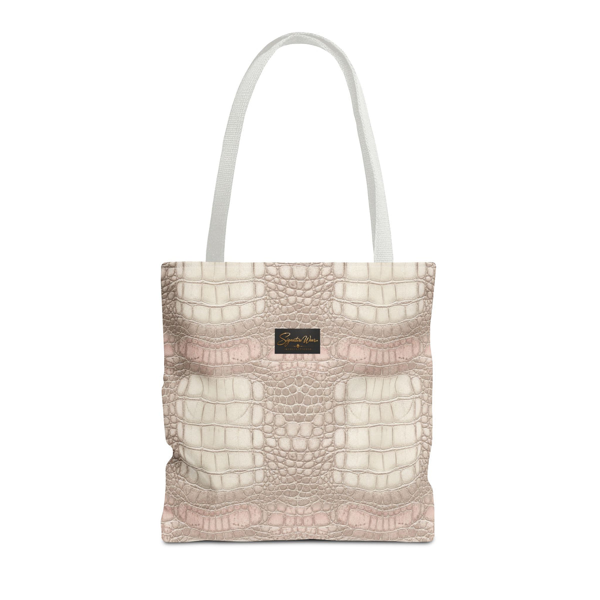 Croc Emboss Tote Bag — Blush Pink Crocodile Texture AOP Tote