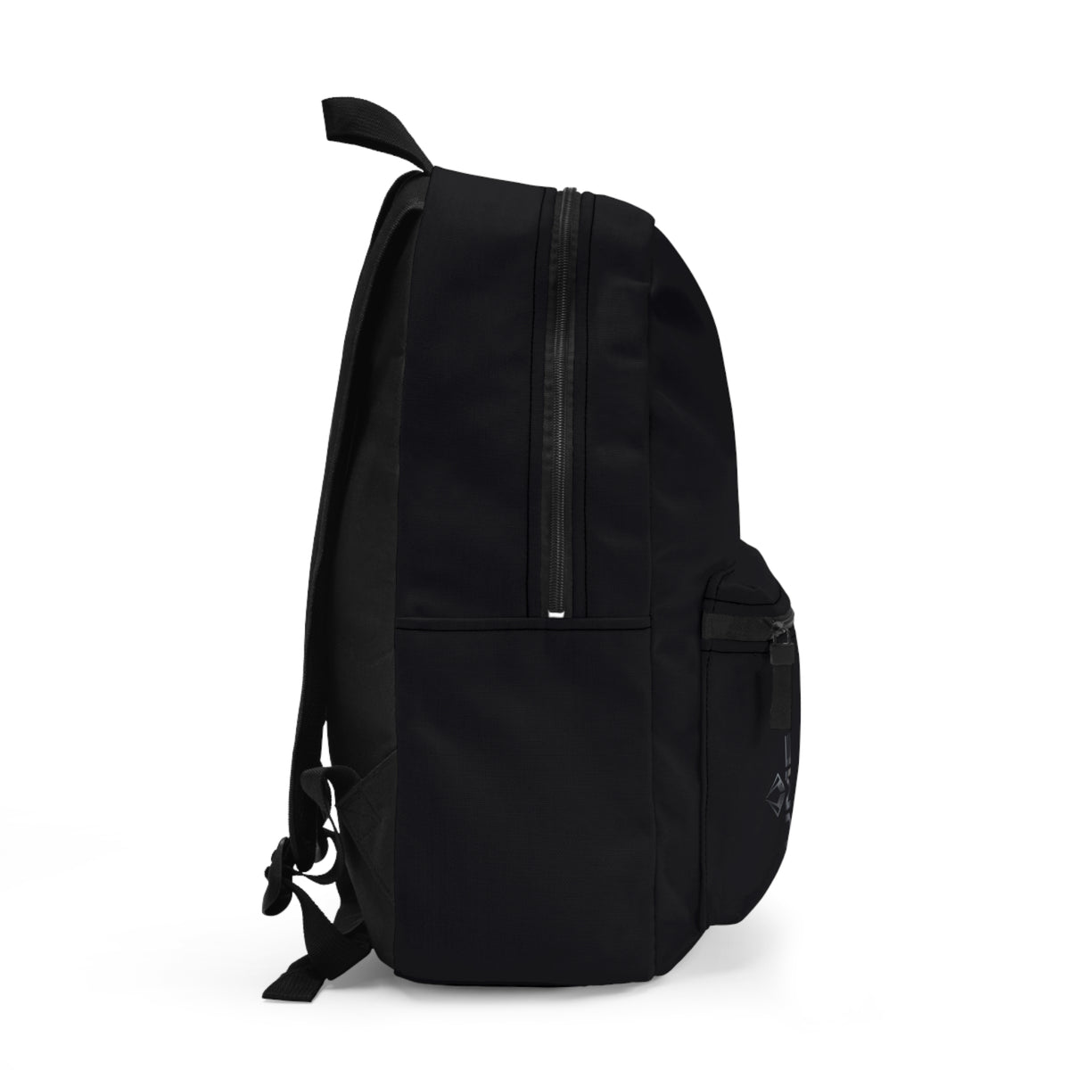 Black Minimalist Backpack with Subtle UME Logo — Everyday Travel & School Bag