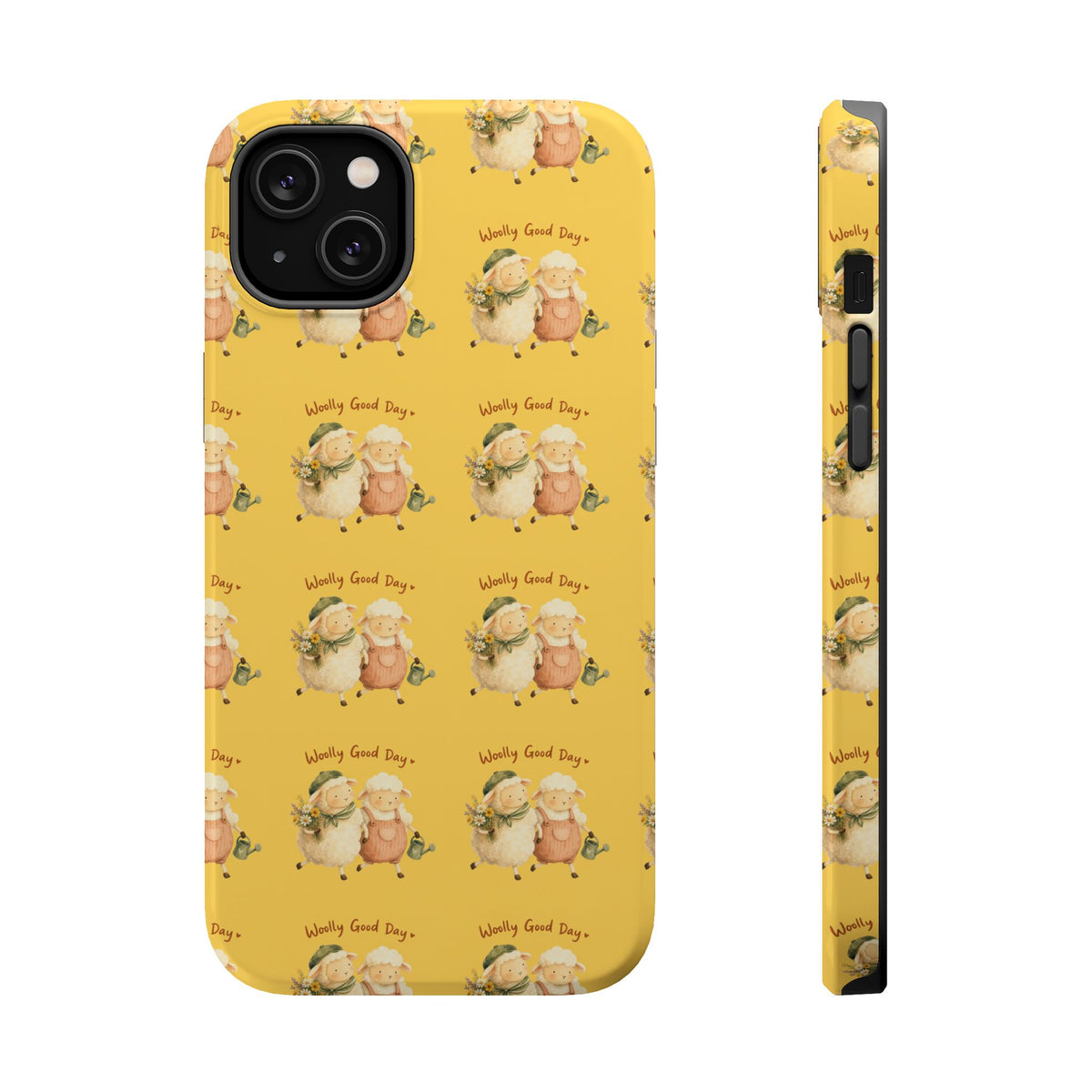"Woolly Good Day" Phone Case — Yellow Sheep Pattern Magnetic Impact-Resistant Cover