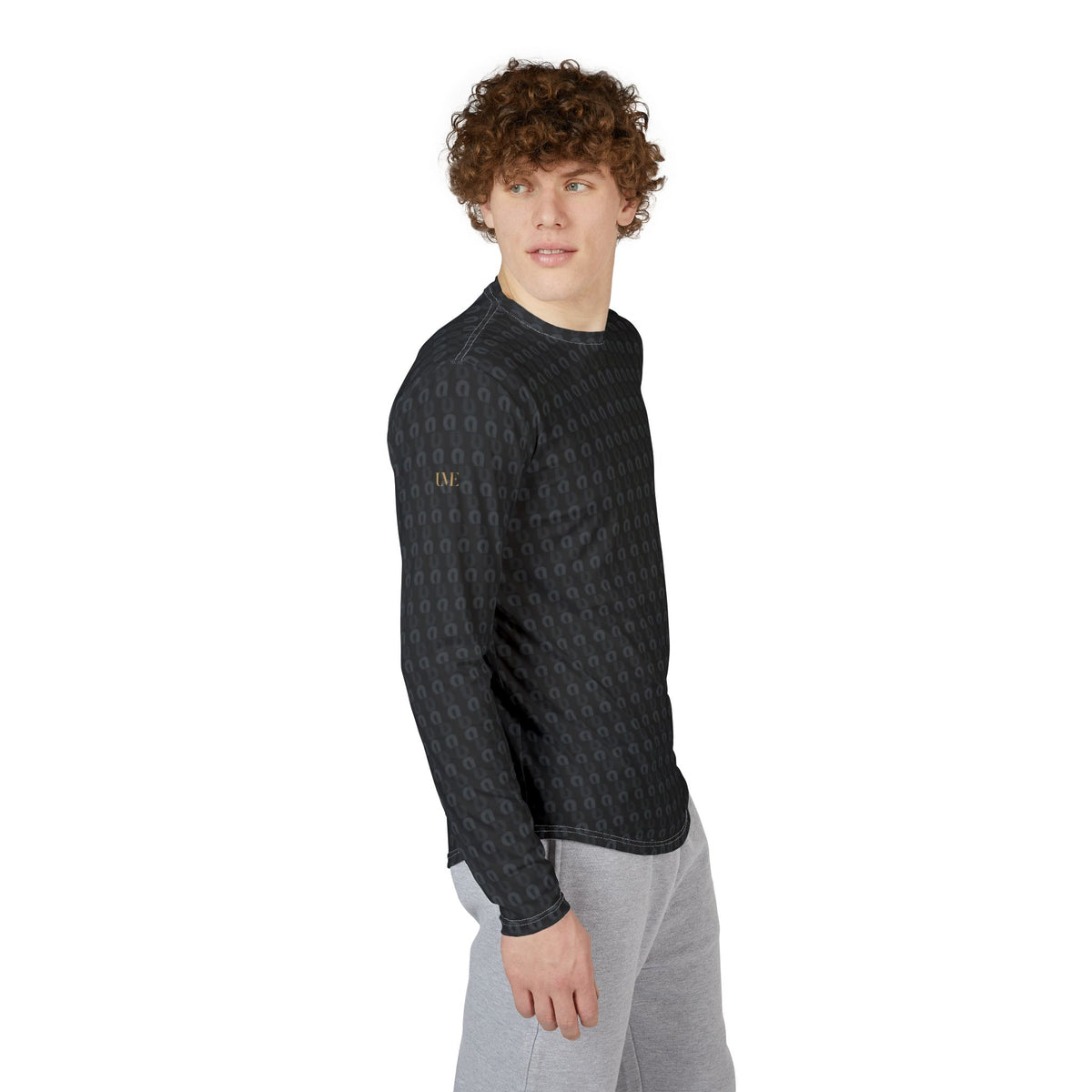 Men’s Long Sleeve Shirt — Black Monogram All-Over Print