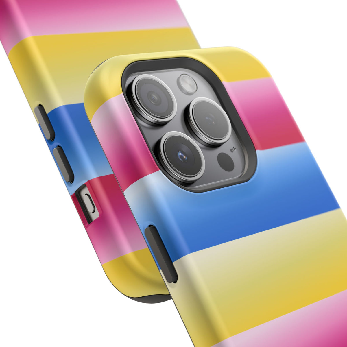 Striped Magnetic Impact-Resistant Phone Case — Colorful Pink Blue Yellow Protection