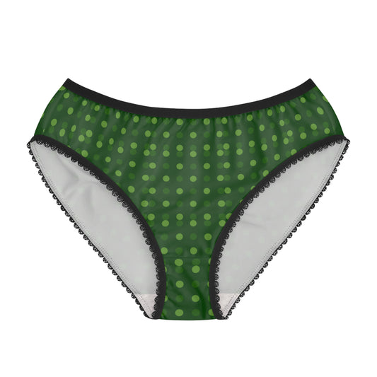 Green Polka Dot Women’s Briefs – Retro Dot Print High-Waist Underwear