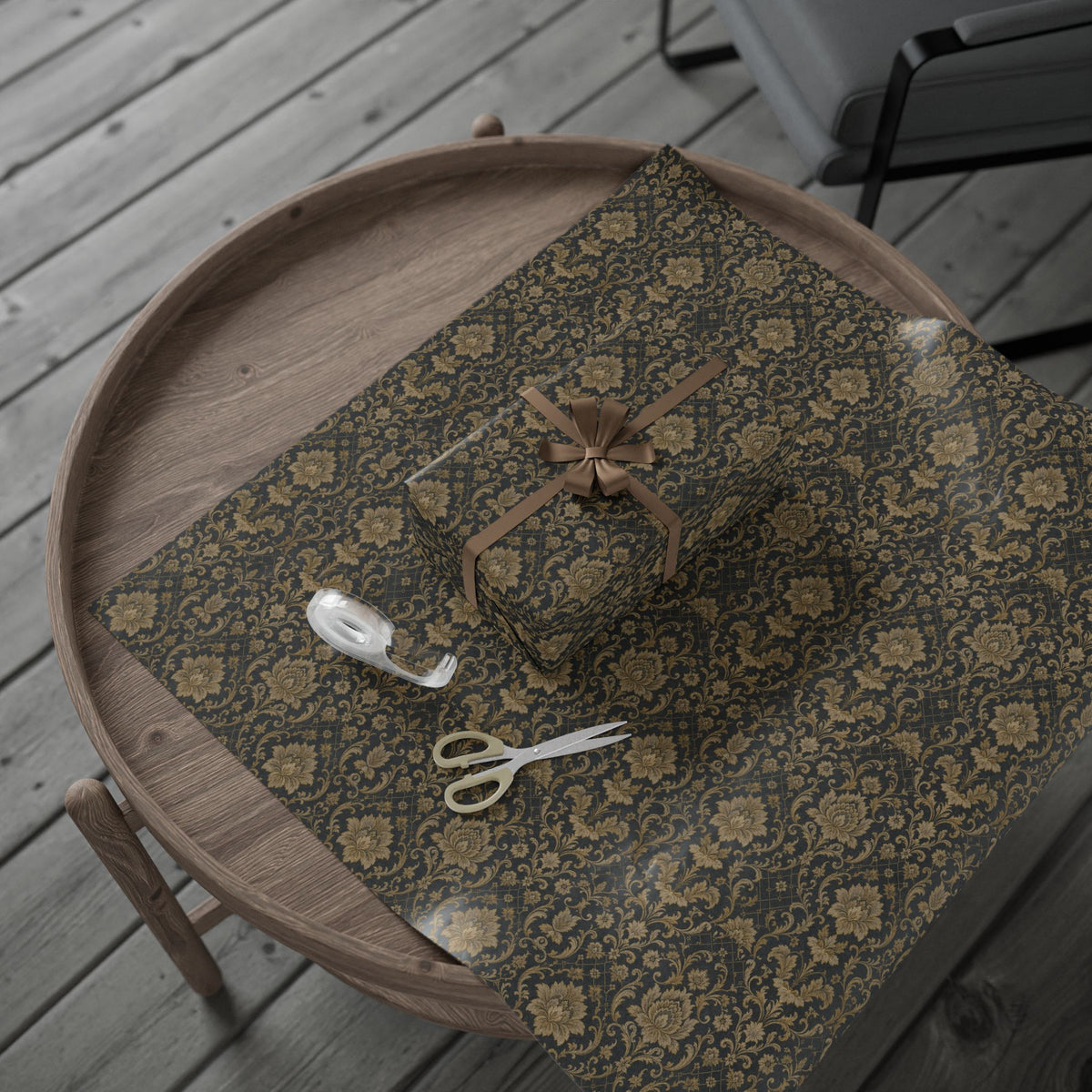 Vintage Black and Gold Damask Wrapping Paper