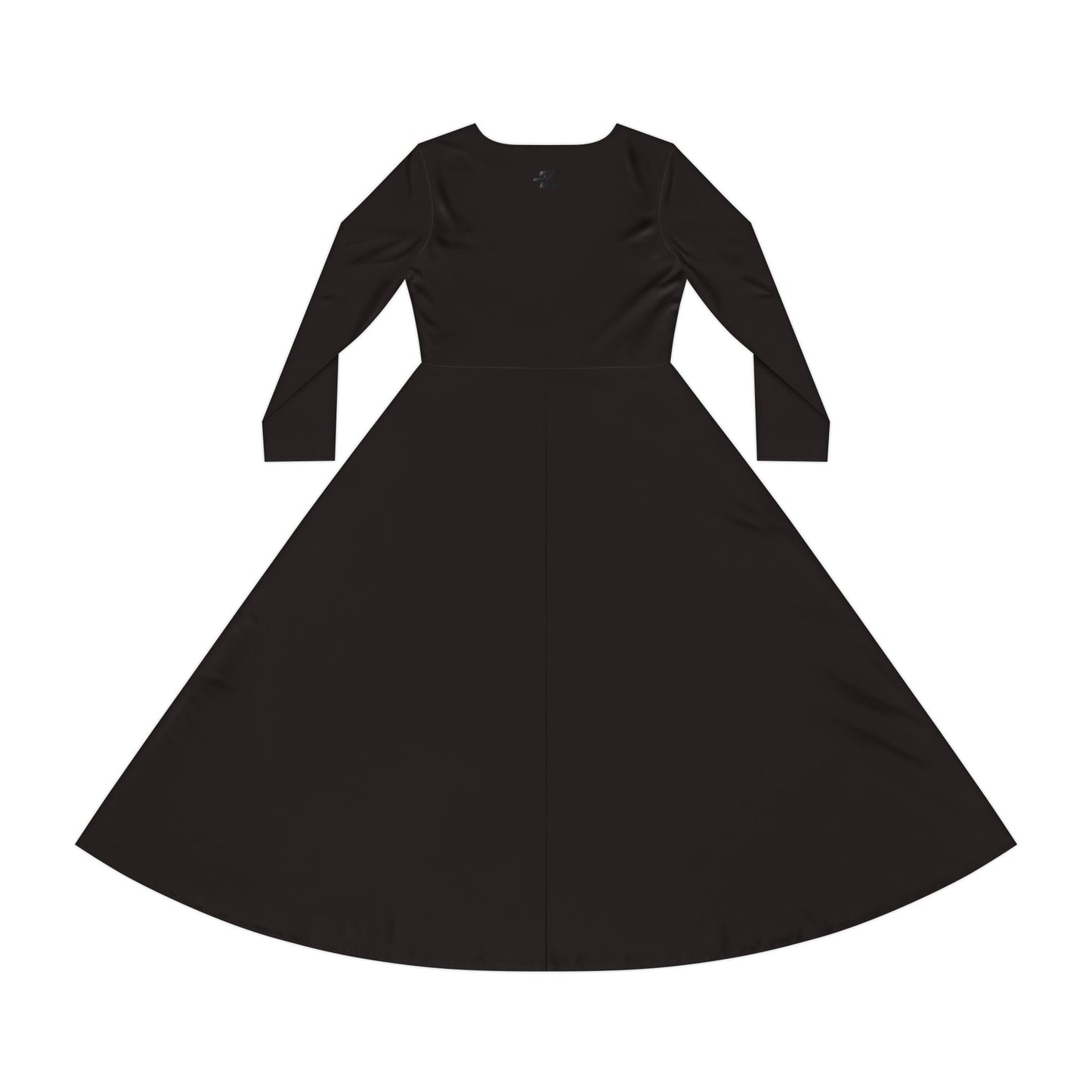 Women's Long Sleeve Black Dance Dress — Flared A-Line Performance Dress