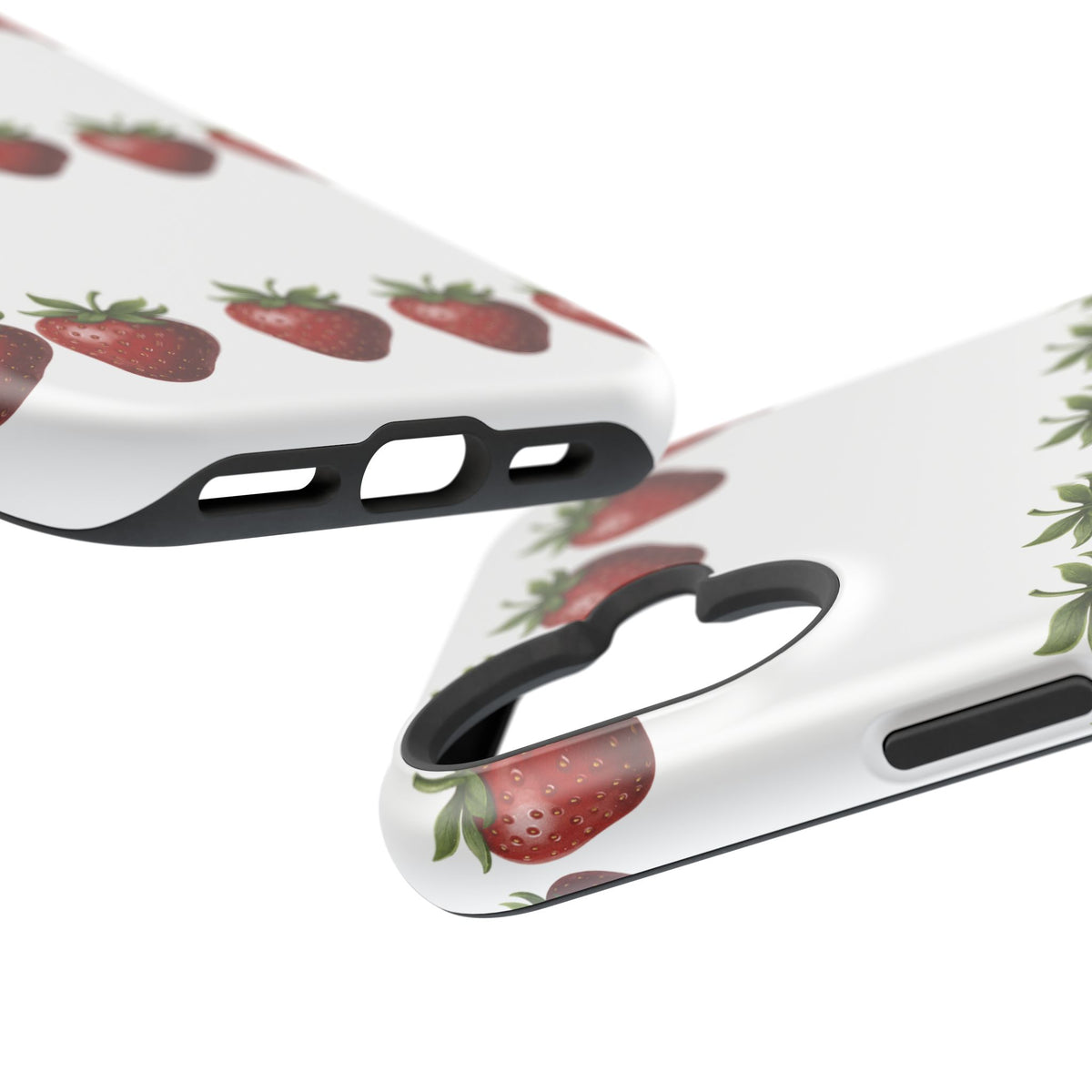 Strawberry Row Phone Case — White MagSafe Magnetic Impact-Resistant Cover