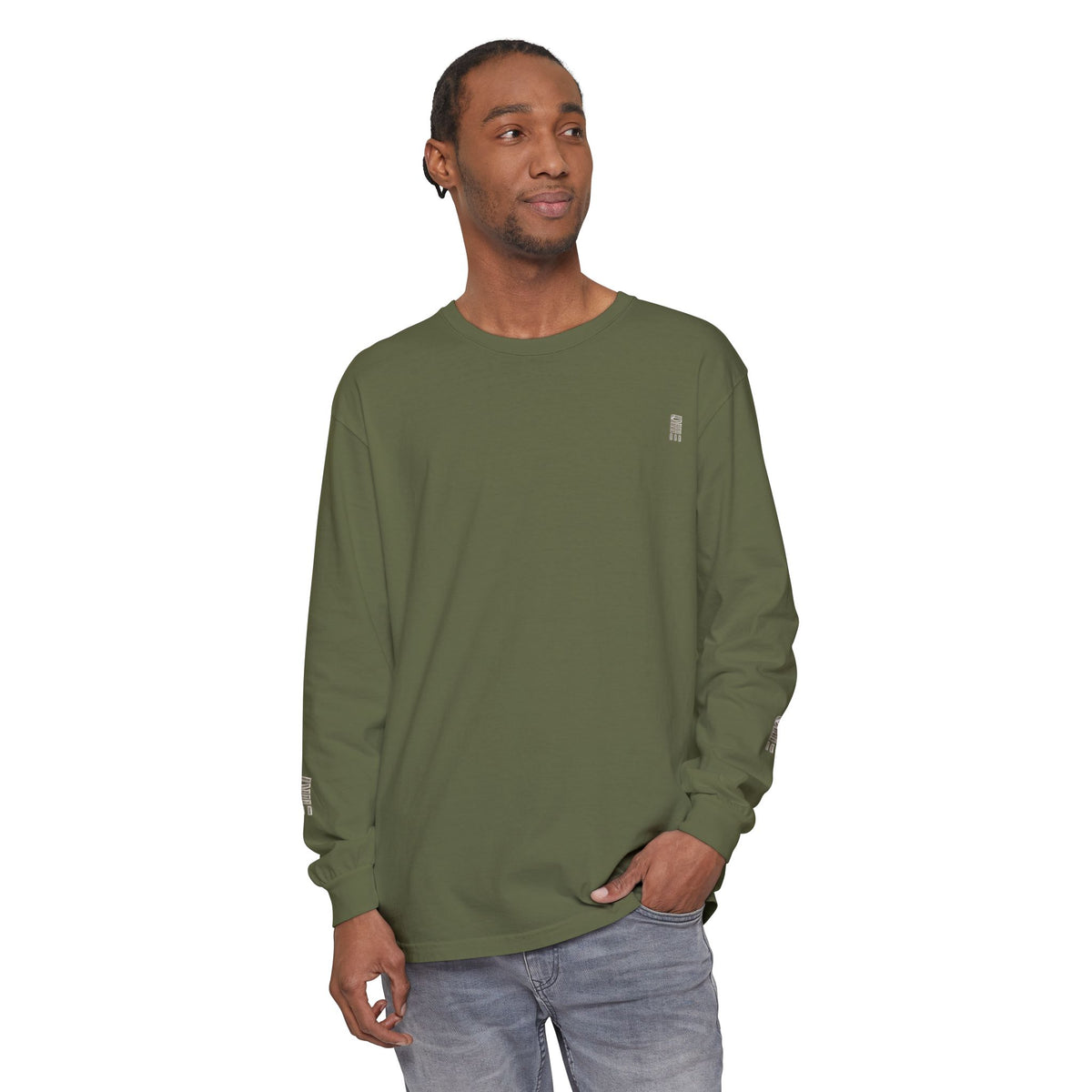 Garment-Dyed Long-Sleeve T-Shirt — Multi-Color Minimal Graphic