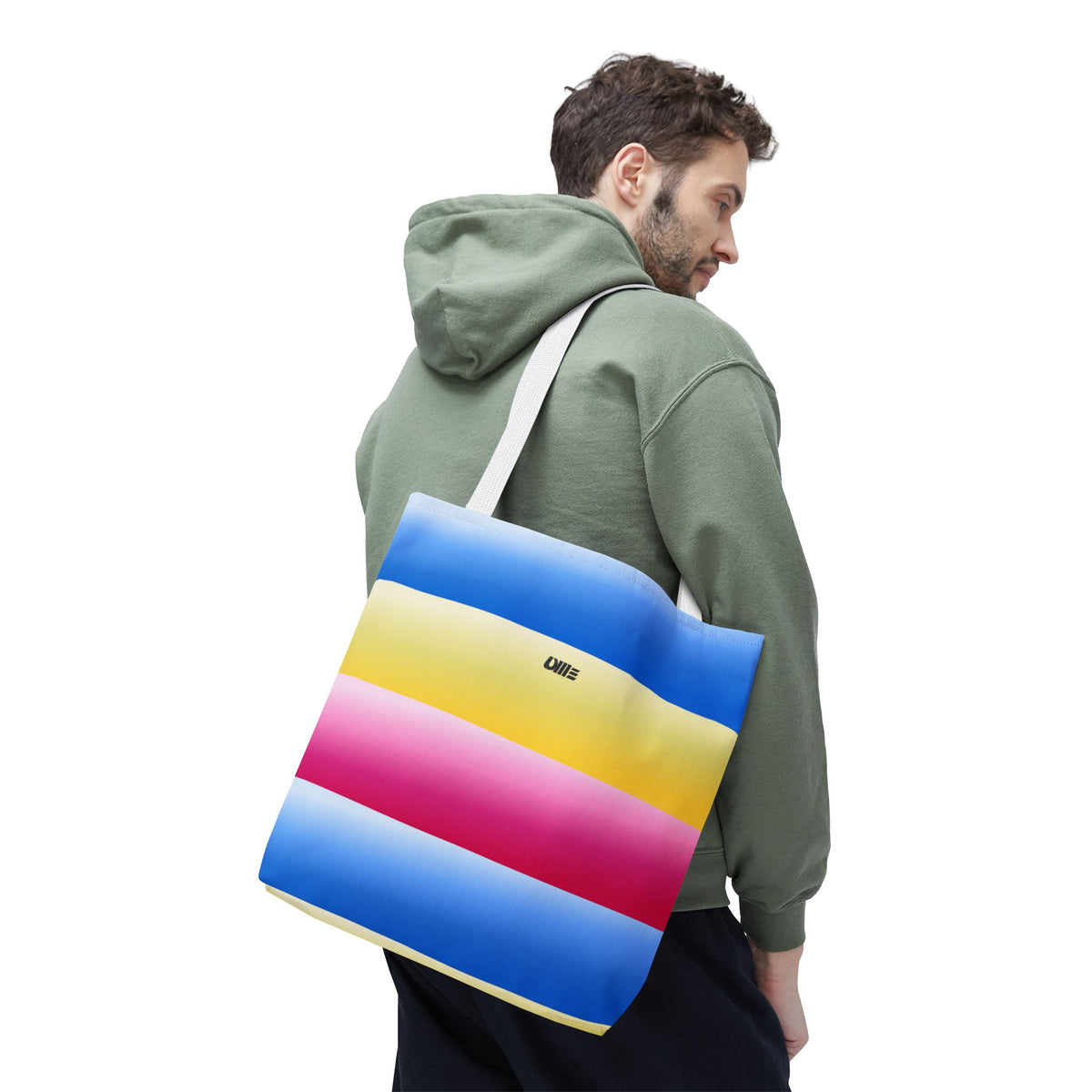 Colorful Pride Stripes Tote Bag – Pastel Blue, Yellow & Pink AOP