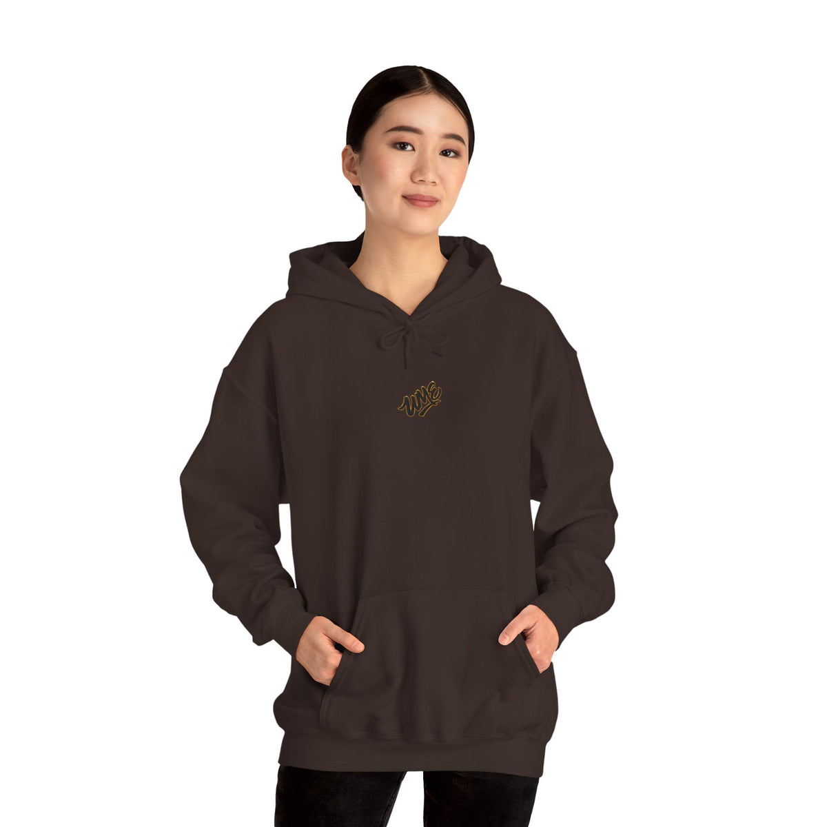 Hoodie — White UME Black Logo All-Over Print